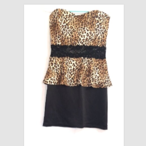 Junior's Dress Size XL NEW Animal Print Strapless Wild Daisy Formal Prom - Picture 2 of 16